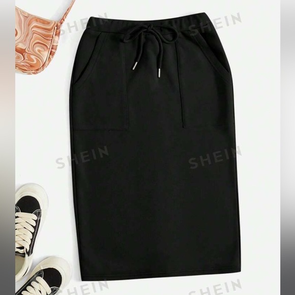 Black Mid-length Casual Black Skirt Size XS NEW - Picture 2 of 8